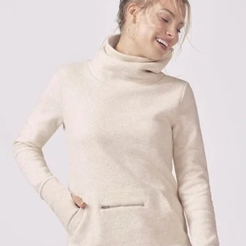Women's Fabletics Zaylee Heather Oatmeal Cowlneck Pullover